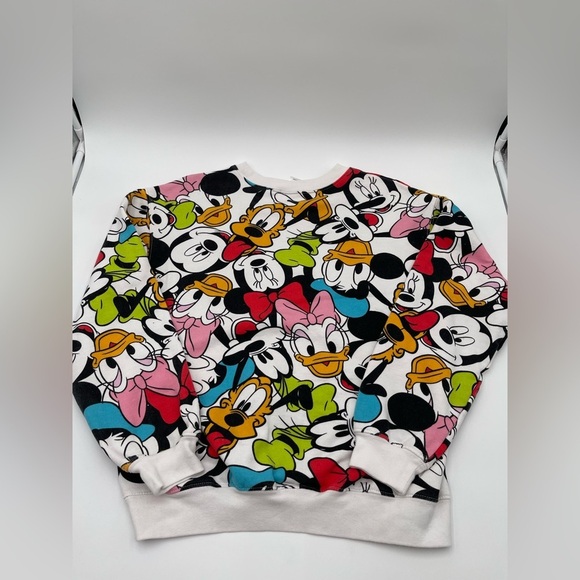 Disney Mickey & Friends Crewneck Sweatshirt Juinors Size Medium 7-9 AOP - Picture 6 of 12